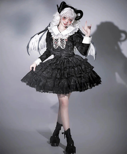 [Pre-orders available until 12/18] Cross Bone Tiered Skirt