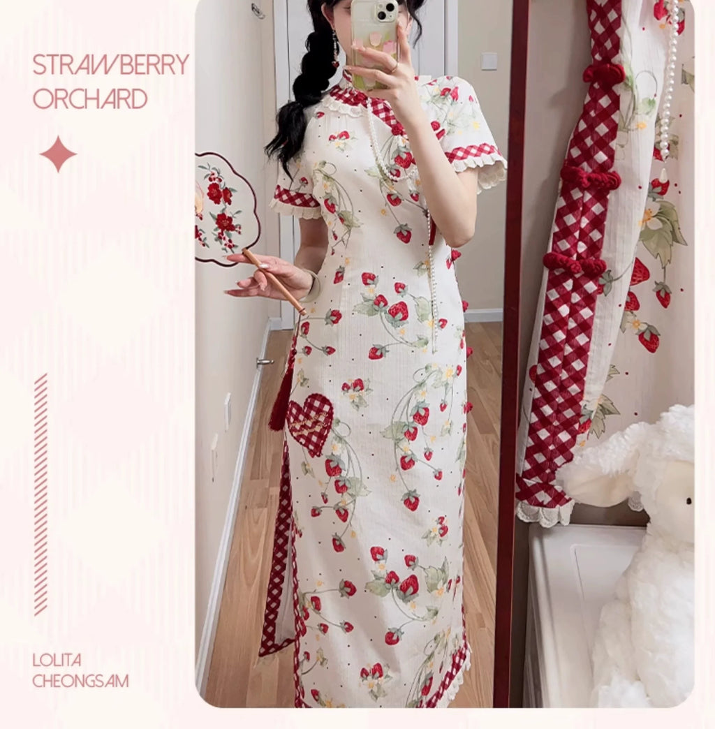Strawberry Orchard 苺のチャイナドレス ロング丈