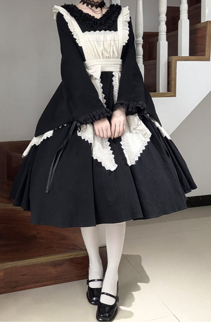 十六夜 和風メイドワンピースセット ロング丈