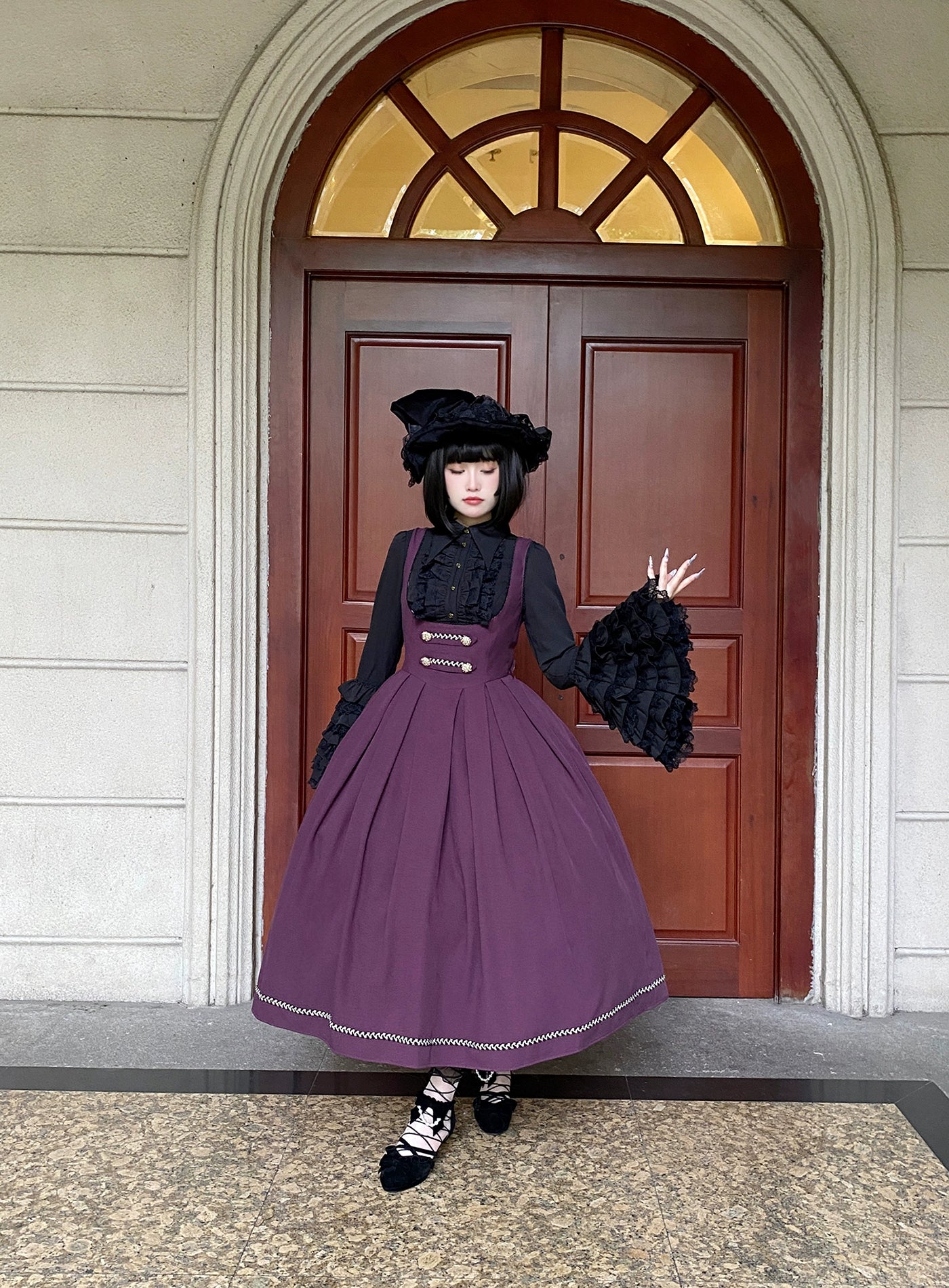 [Pre-orders available until 9/29] Bright Moon Corset Jumper Skirt, Plain Type [Dark Purple]