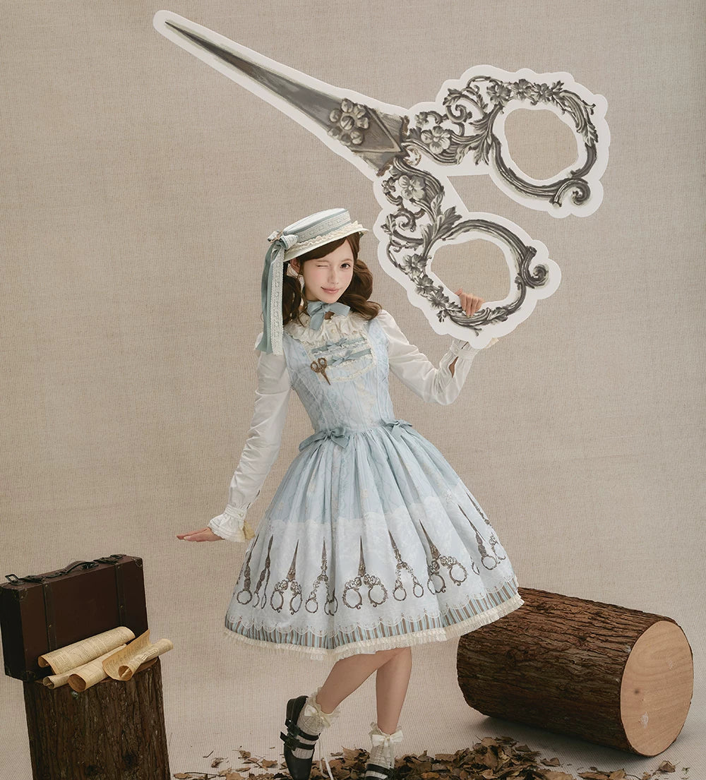 【受注予約8/27まで】Small Scissors プリントジャンパースカート・通常丈