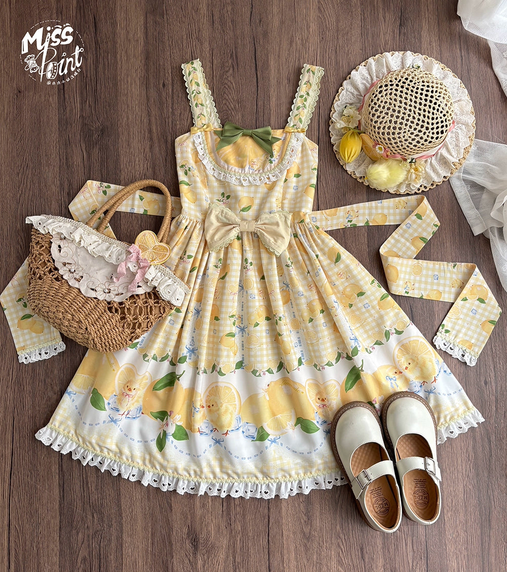 【受注予約5/14まで】Lemon Sweetie プリントジャンパースカート・ミドル丈