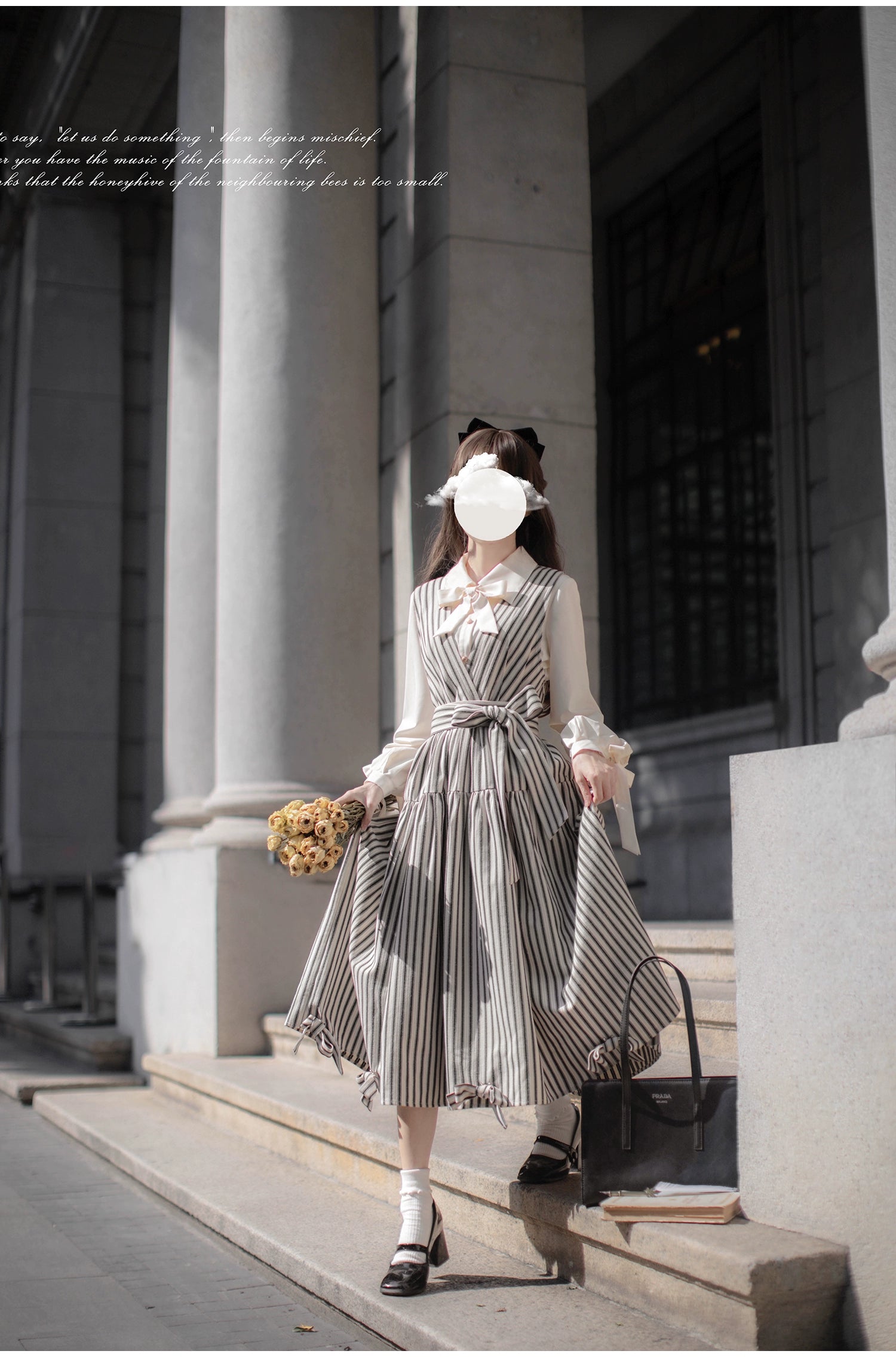 Striped and ribbon French girly jumper skirt