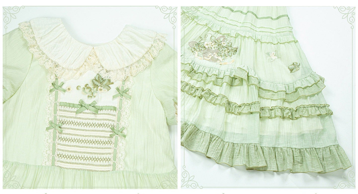 夏風の葡萄園 刺繍ワンピース