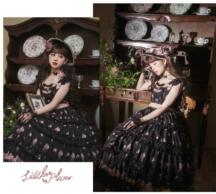 Roses Bouquet French Frill Sleeve Jumper Skirt