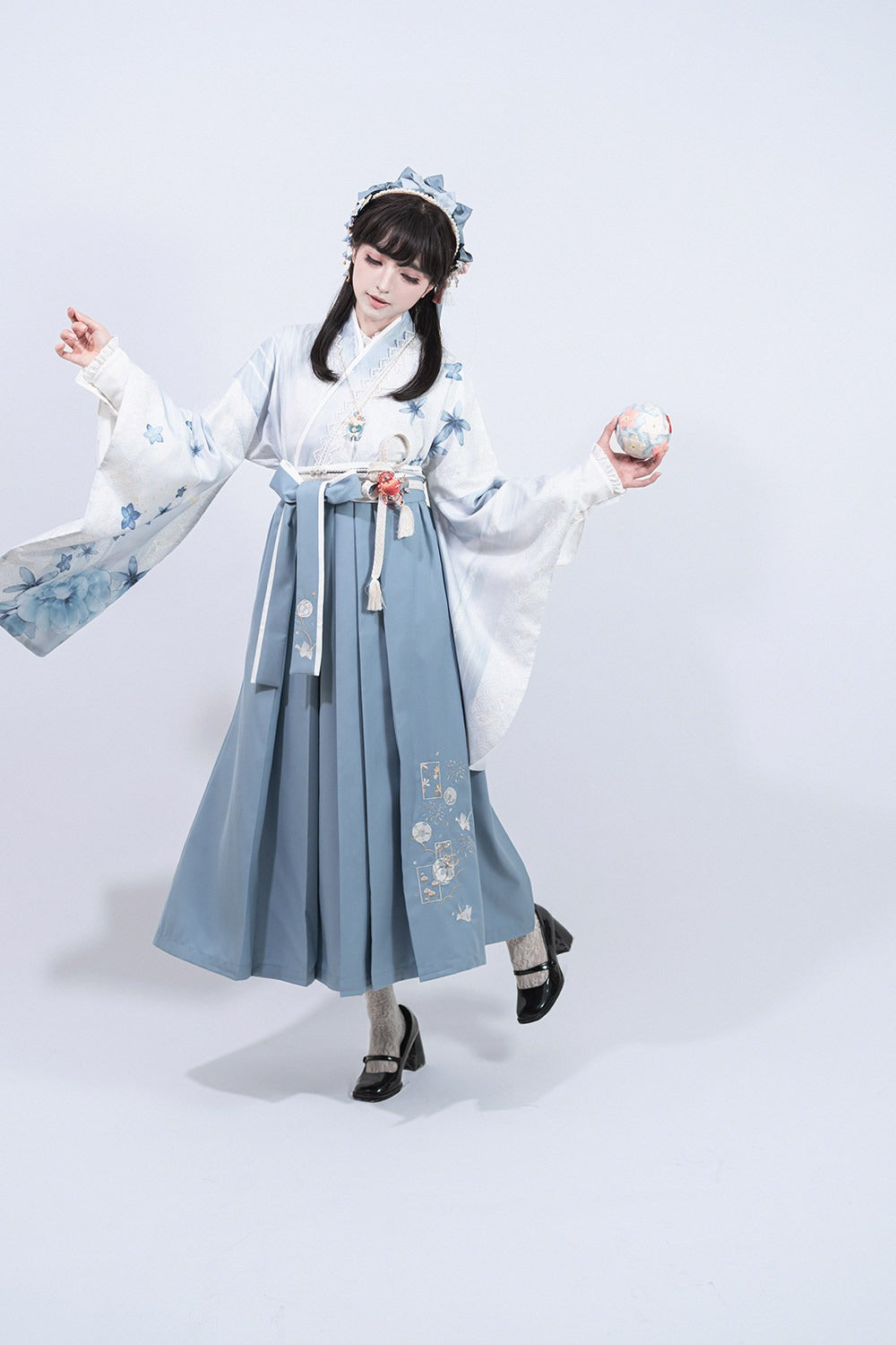 【新色追加】和風プリントとレースの着物風トップス【合わせ買いで20%オフ】