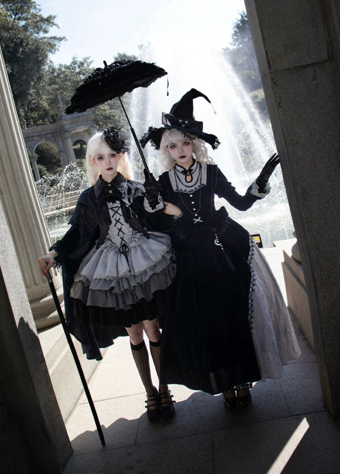 Asymmetrical design long witch dress
