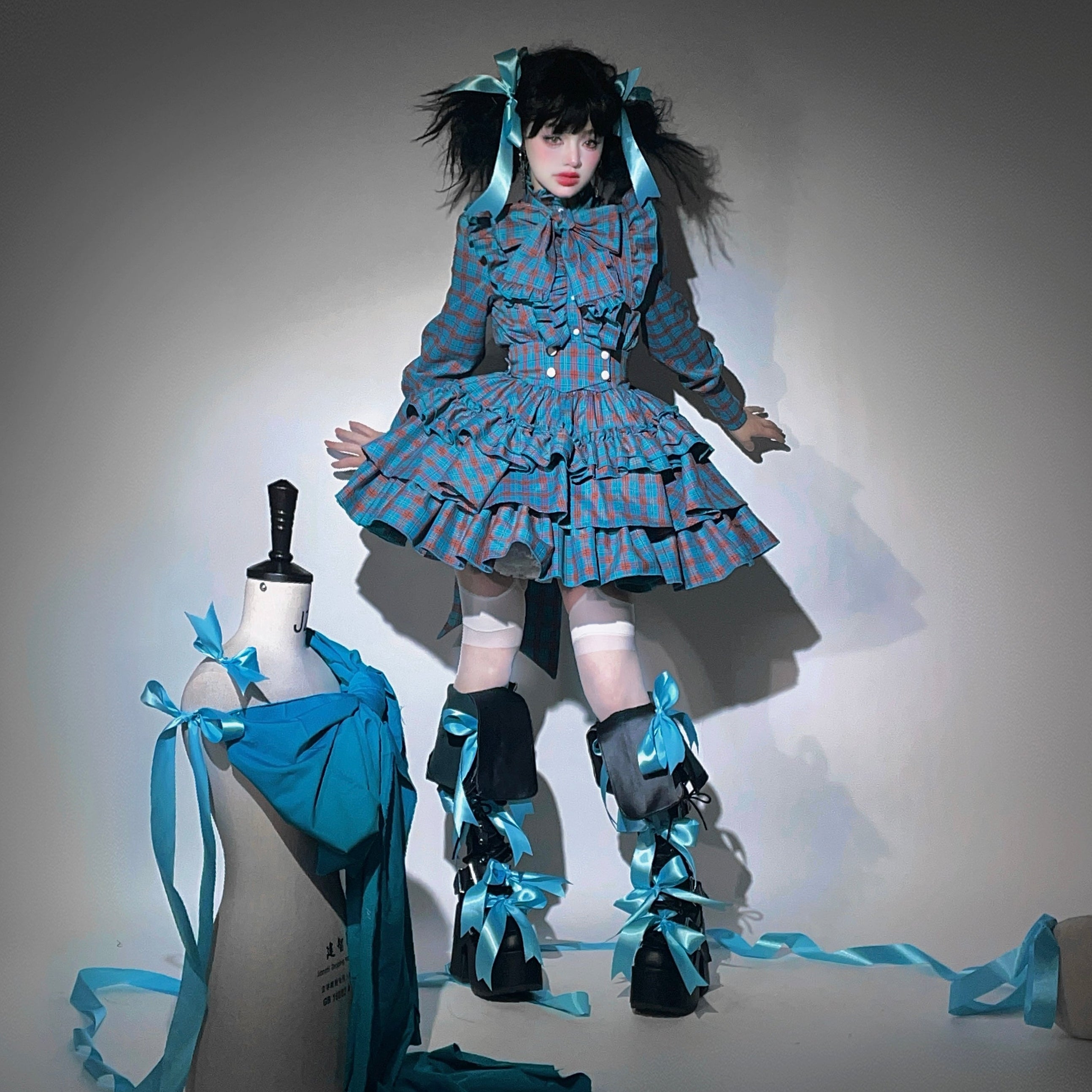 Doll's House リボンタイフリルブラウス チェック柄全4色