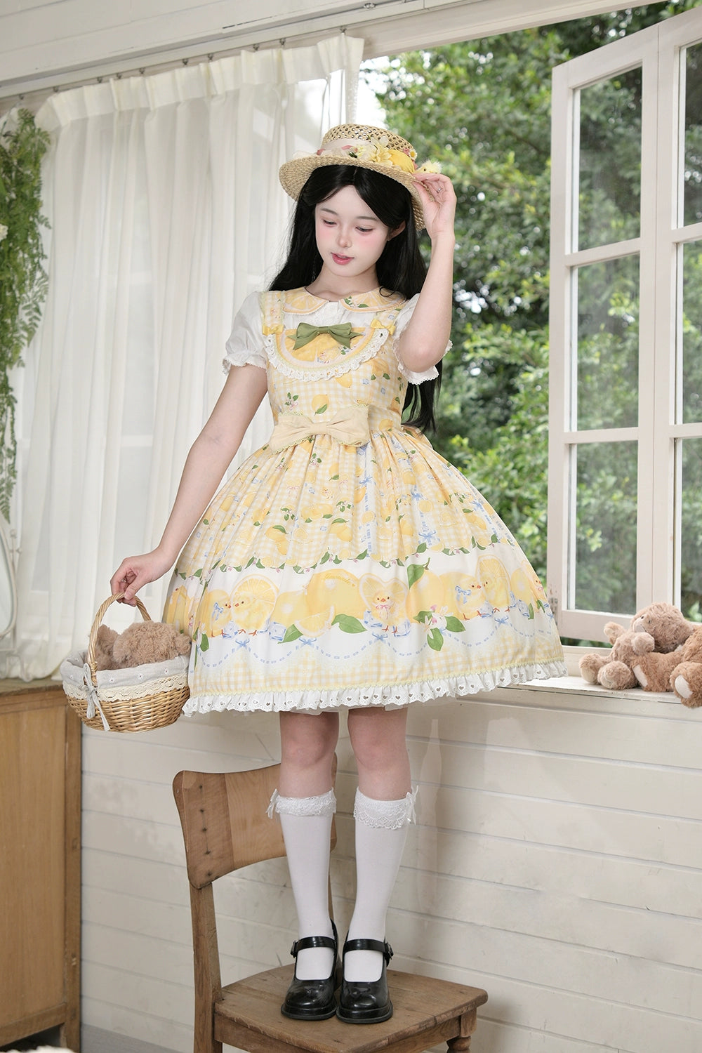 【受注予約5/14まで】Lemon Sweetie プリントジャンパースカート・ミドル丈