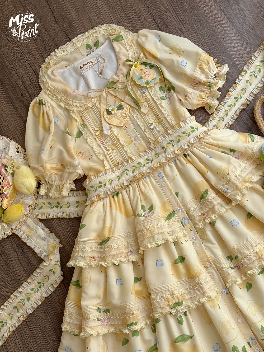【予約販売】Lemon Sweetie プリント半袖ワンピース・ラグジュアリータイプ