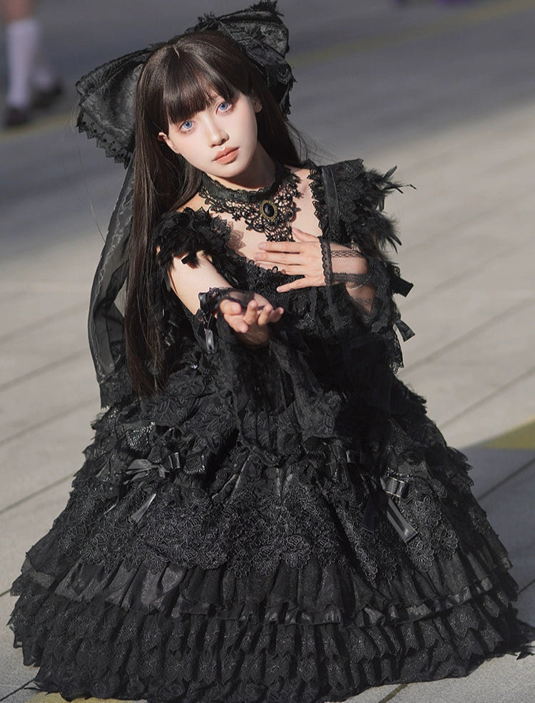 【受注予約6/18まで】Peacock Feather プリンセスドレス・ブラック