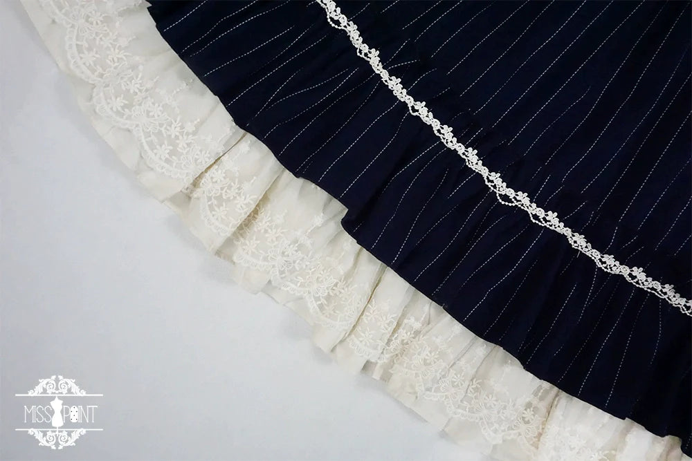[Pre-order] British Classical Lolita Vertical Striped High Waist Skirt