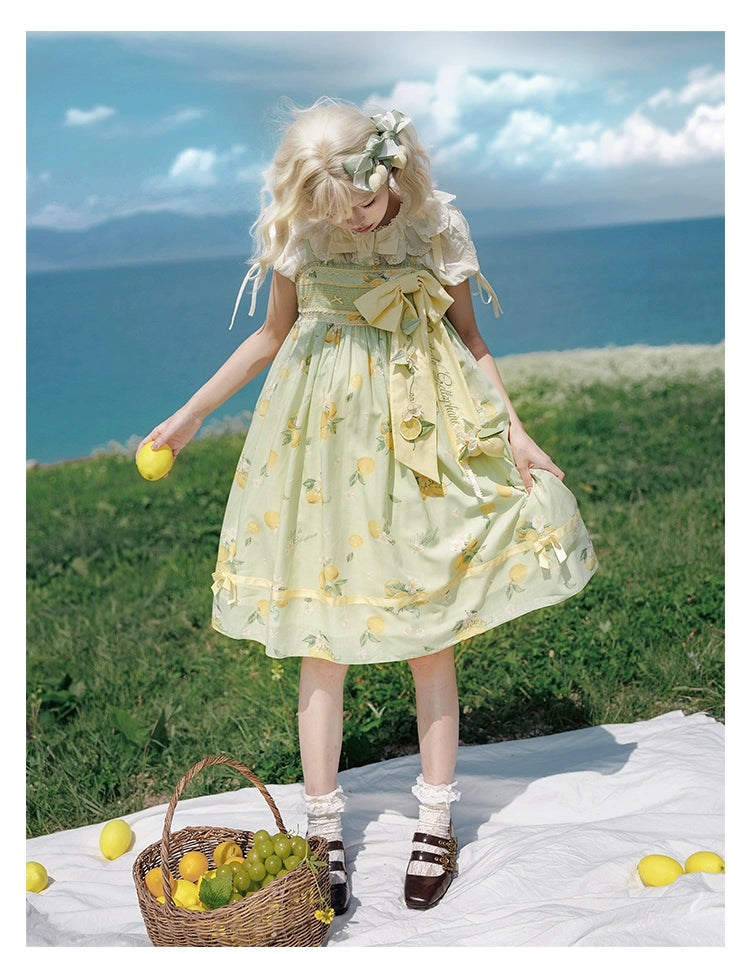 【受注予約7/16まで】Limone Town カントリー風ハイウエストジャンパースカート