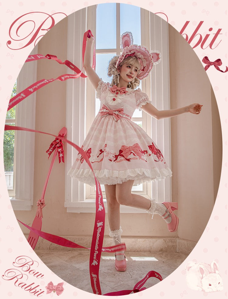 【受注予約6/11まで】Bow Rabbit プリントワンピース