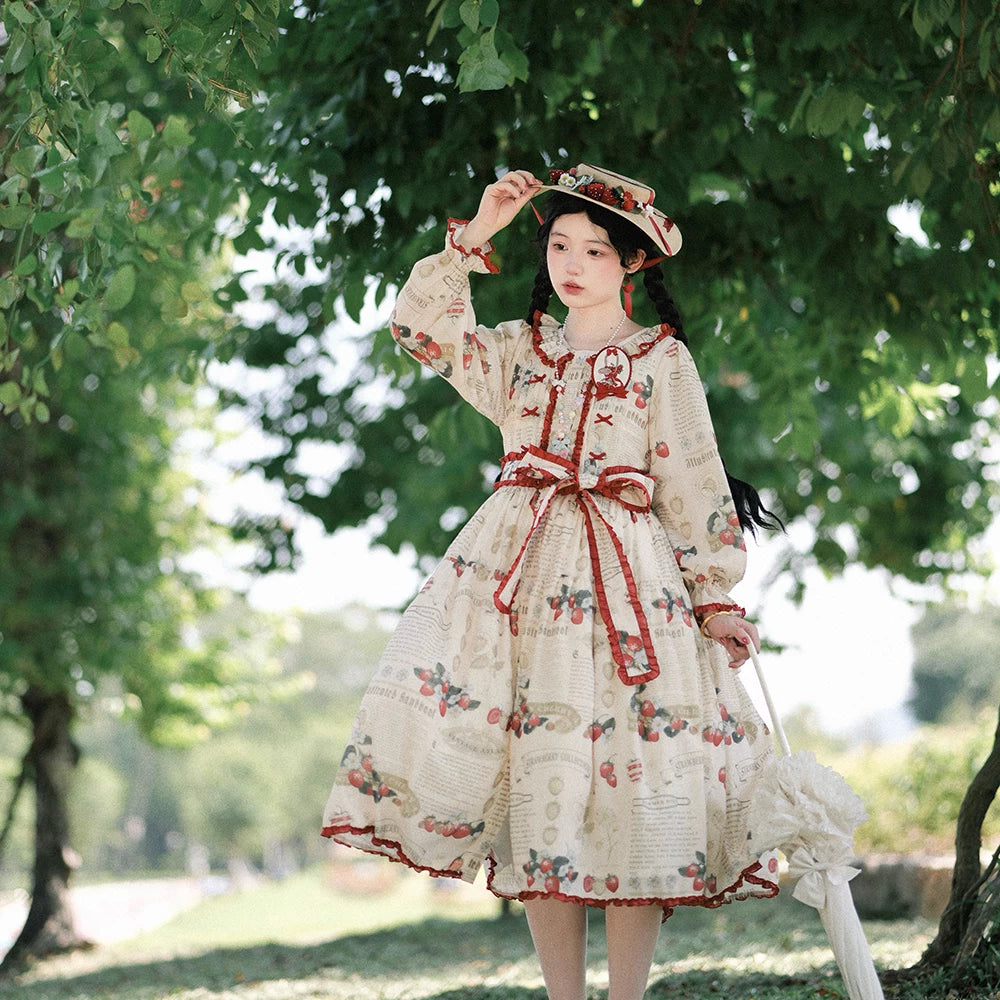 【受注予約9/16まで】Strawberry Journal2.0 フロントボタンワンピース