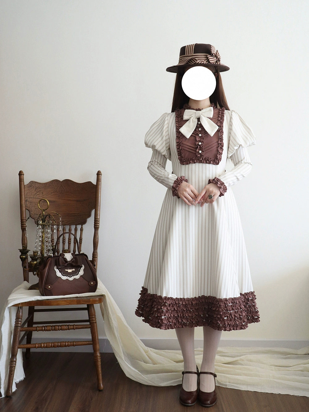 [Pre-orders available until 12/4] Classic Chocolat Stripe Long Dress