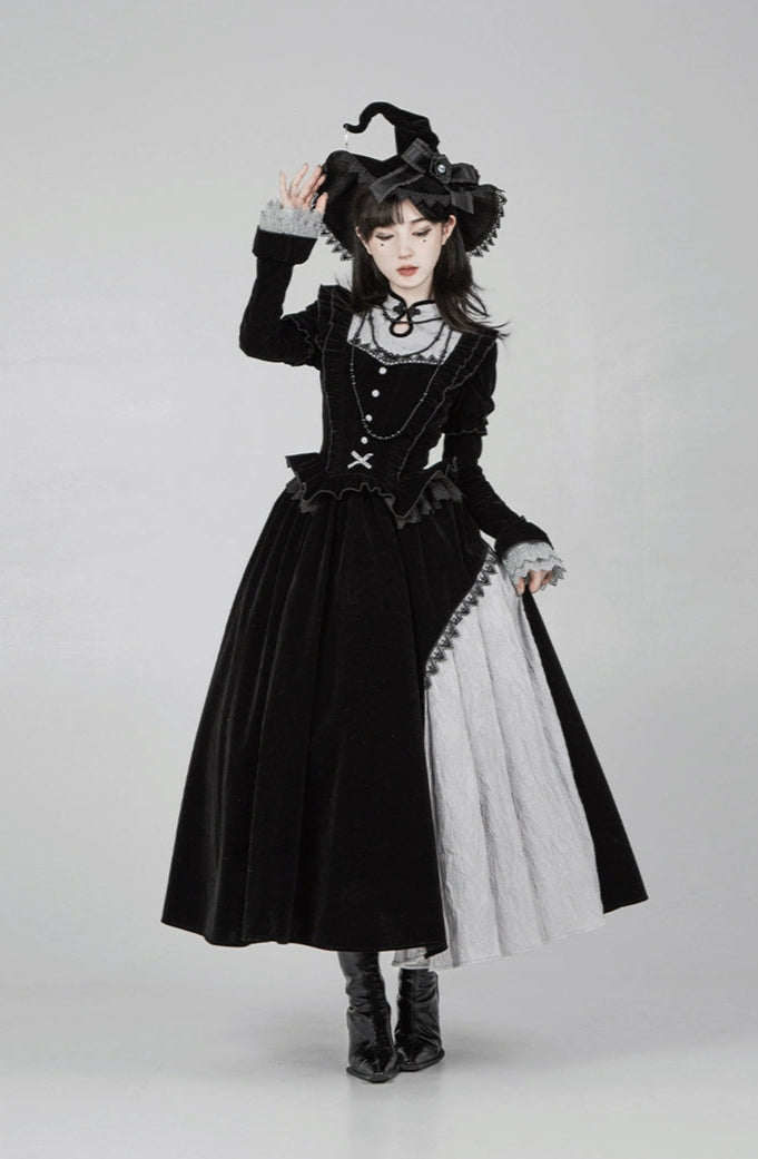 Asymmetrical design long witch dress