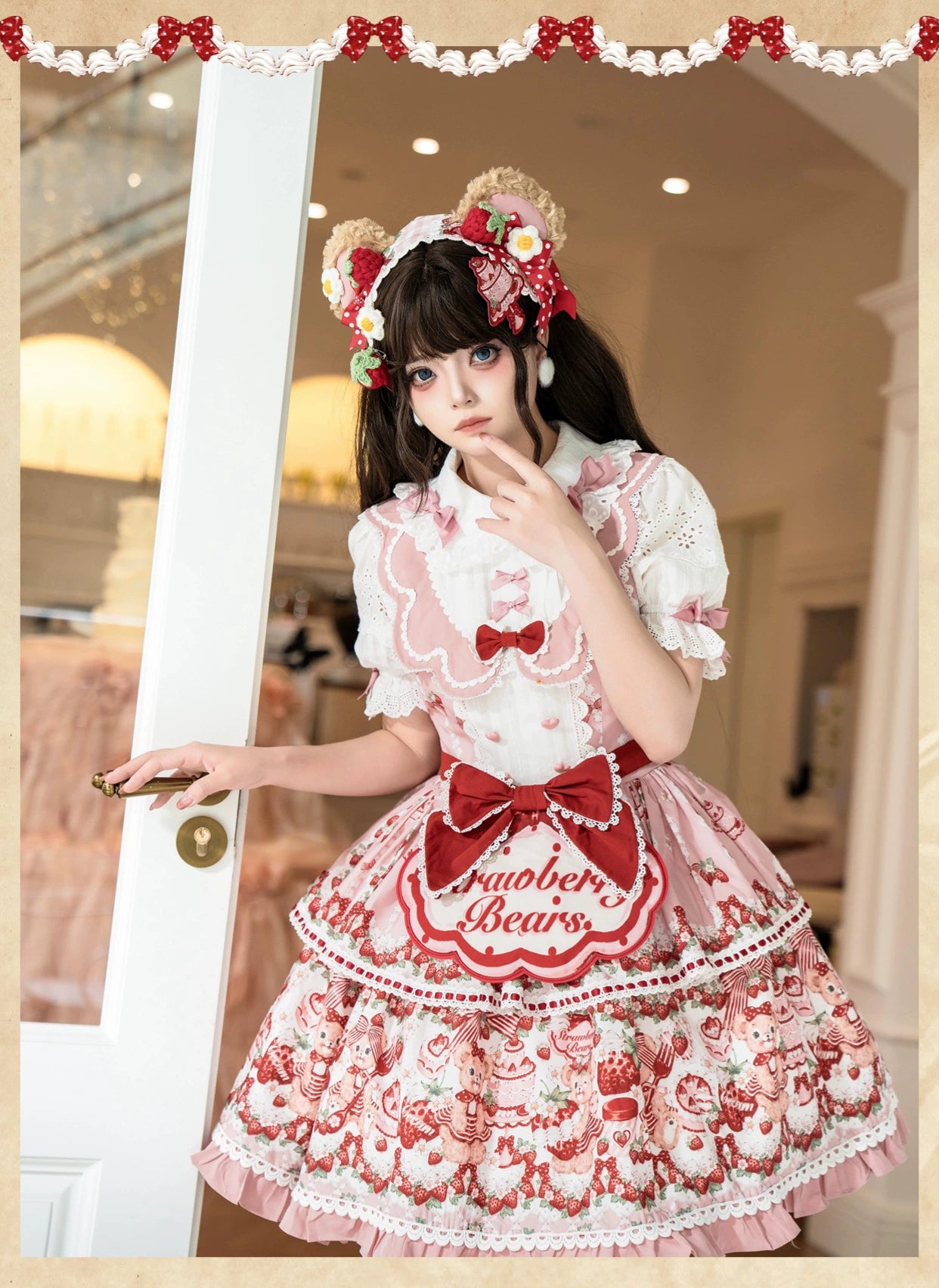 [Pre-orders available until 8/28] Bear Strawberry Garden One-piece Dress