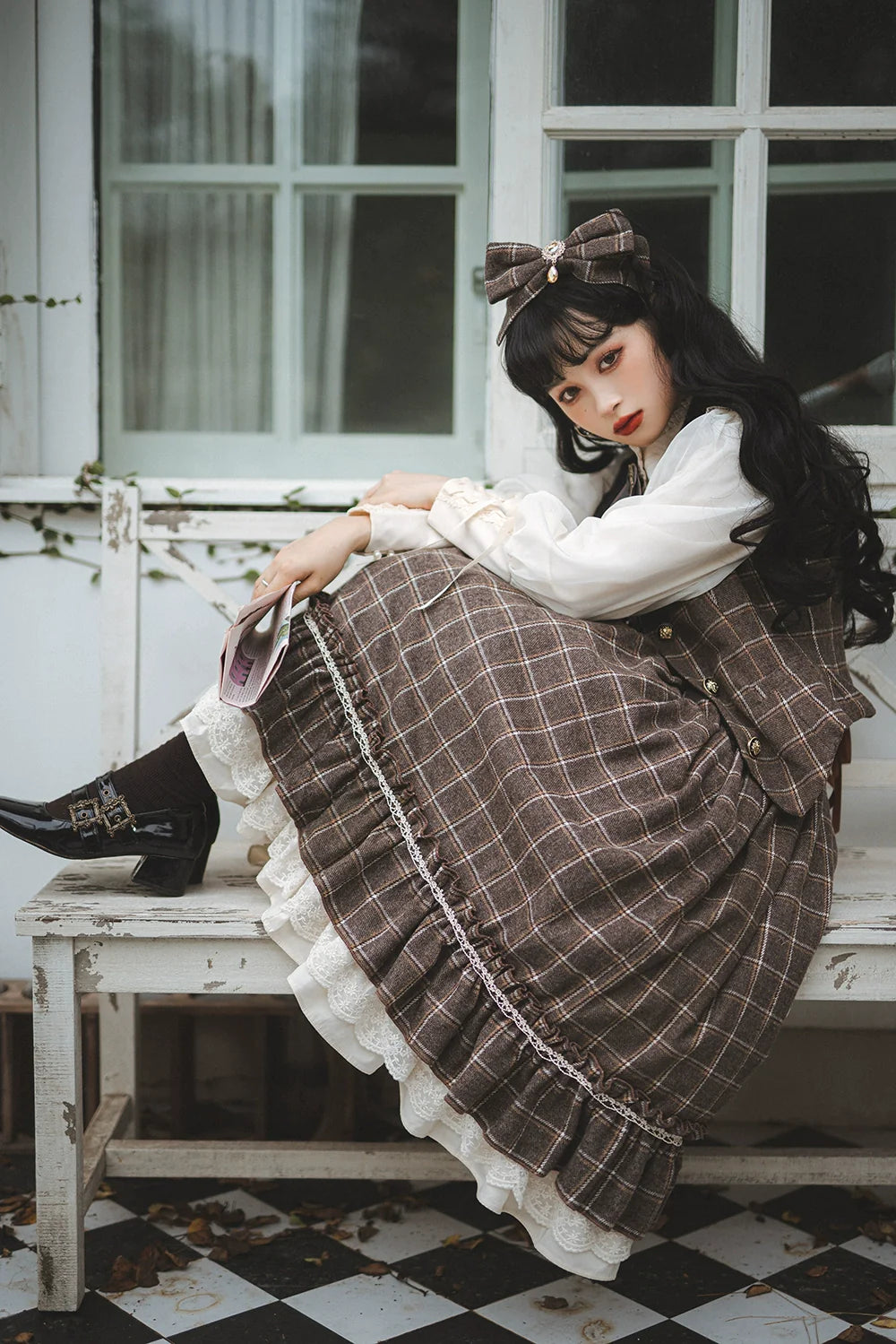 【予約販売】英国クラシカルロリィタ ウォームチェックハイウエストスカート