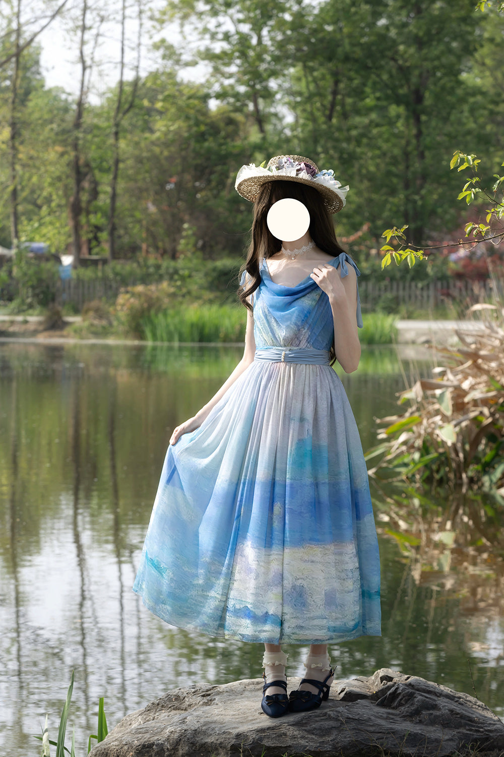 【予約販売】Elegance Greek 油彩画風プリントジャンパースカート・新色
