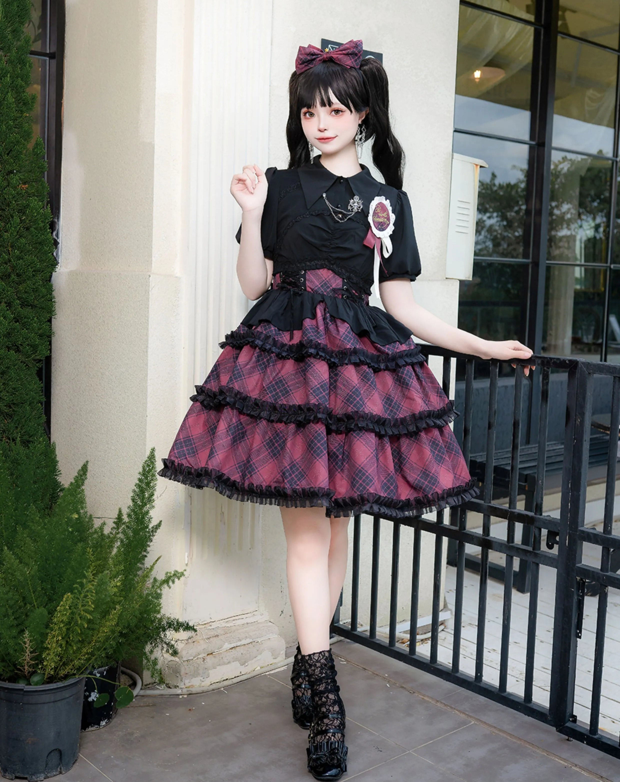 Margaret Girl チェックのジャンパースカートセット