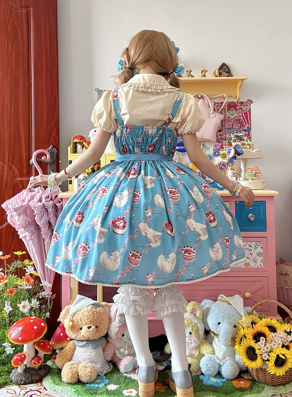 【受注予約7/9まで】Sweet Cherry Cat デイリージャンパースカート