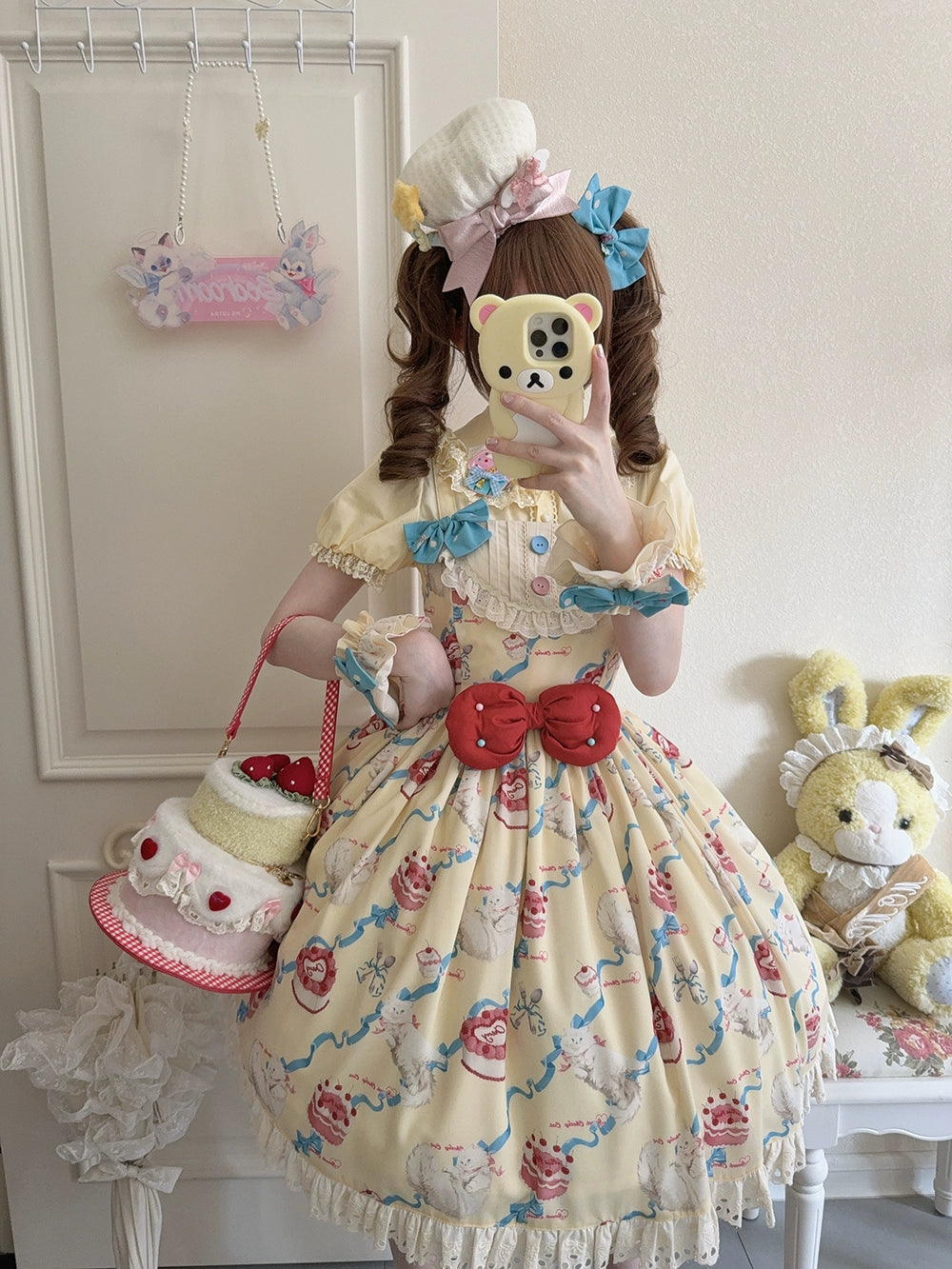 【予約販売】Sweet Cherry Cat ビブスジャンパースカート