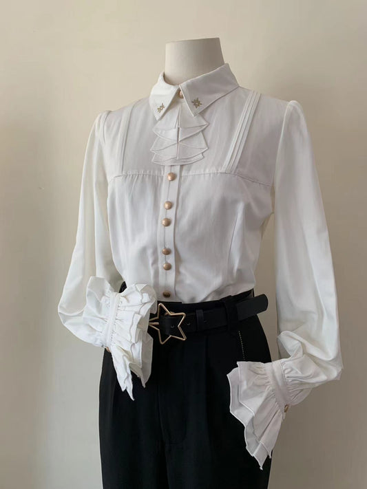 [Sale period has ended] Hoshimezuya Prince style blouse with frilled tie