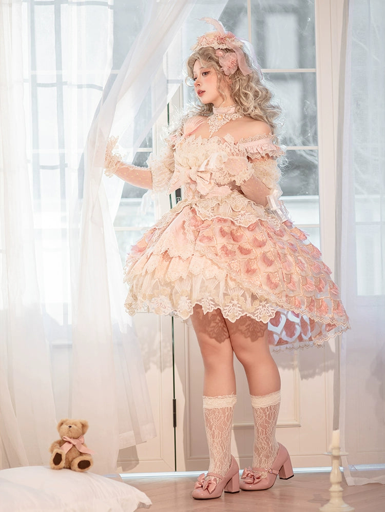 【受注予約6/18まで】Peacock Feather ミニドレス・ピンク