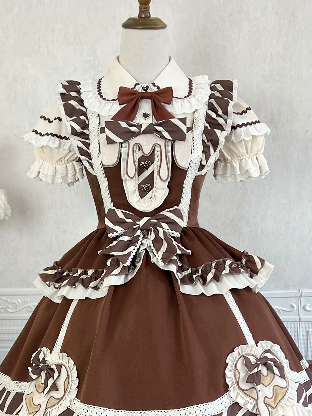 White &amp; milk chocolate jumper skirt and blouse