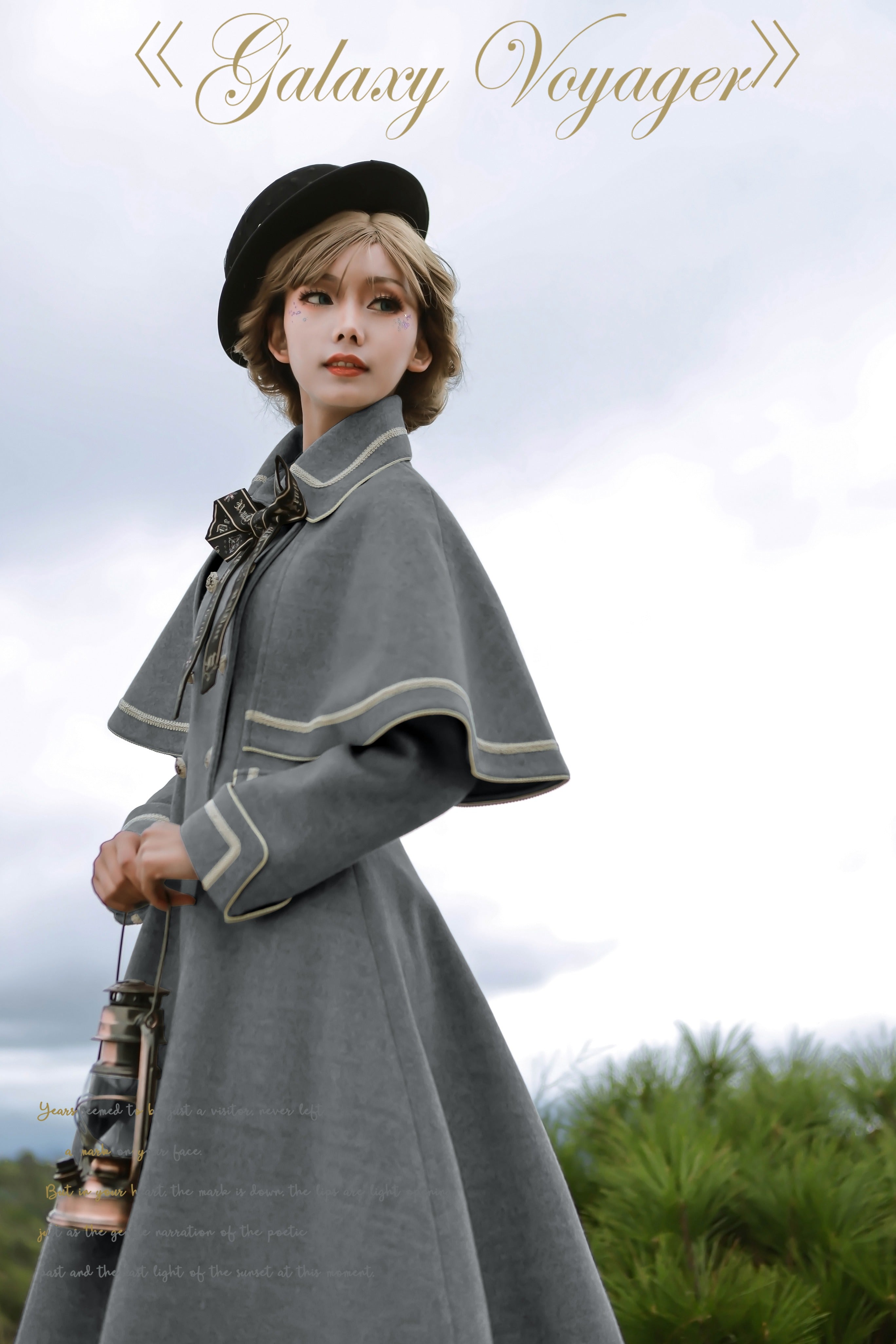 Galaxy Voyager Cape Coat with Ribbon