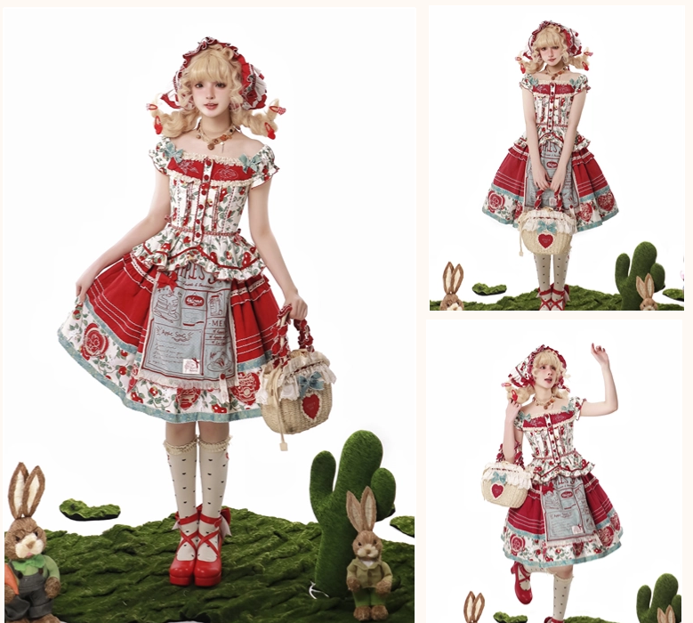 [Sale period ended] Apple Paradise tops and skirt set/short length