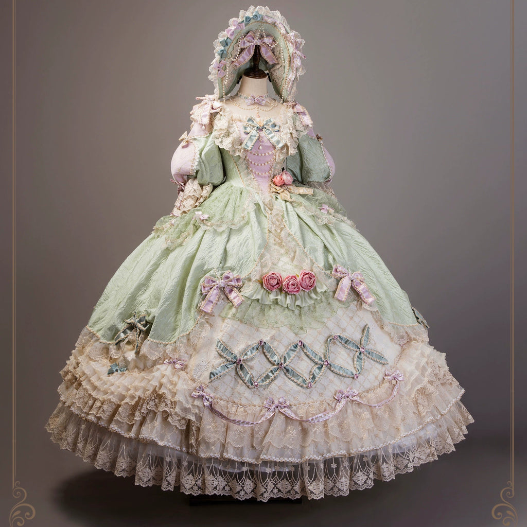 【受注予約6/26まで】Mirror Snow White プリンセスロングドレス・パステルグリーン