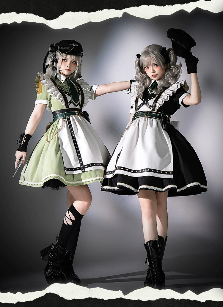 【受注予約5/22まで】少女兵器 エプロン付きワンピースセット・ブラック