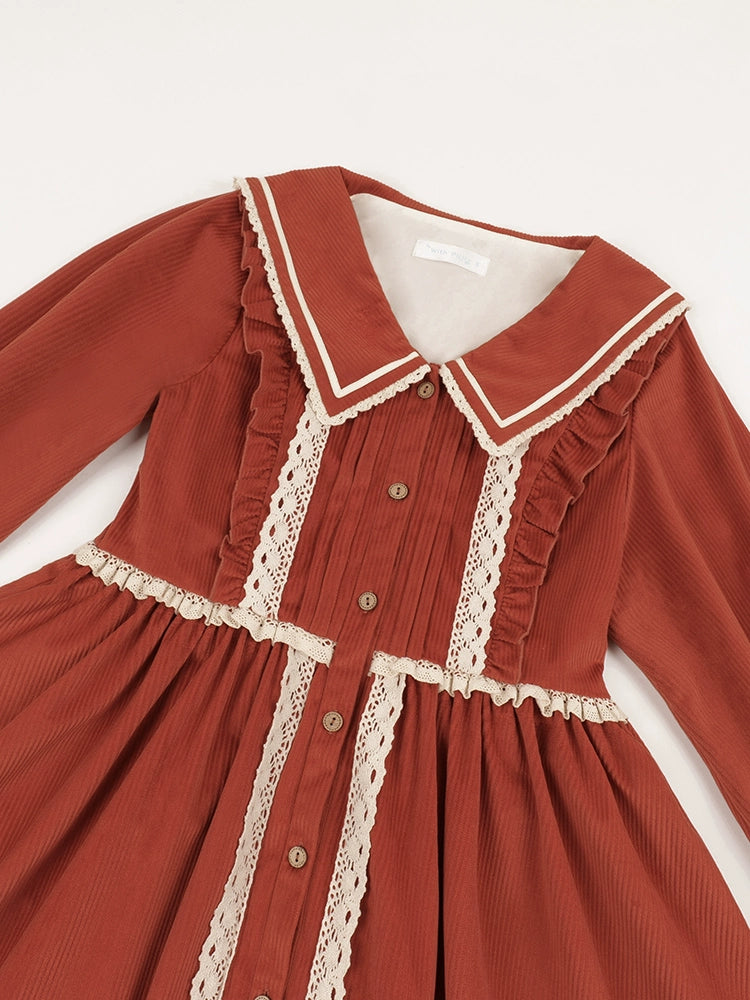 Pastoral Girl Lace Line Dress and Apron