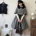 【予約販売】Earl Gray チェックのジャンパースカート・マント・ベレー帽セット