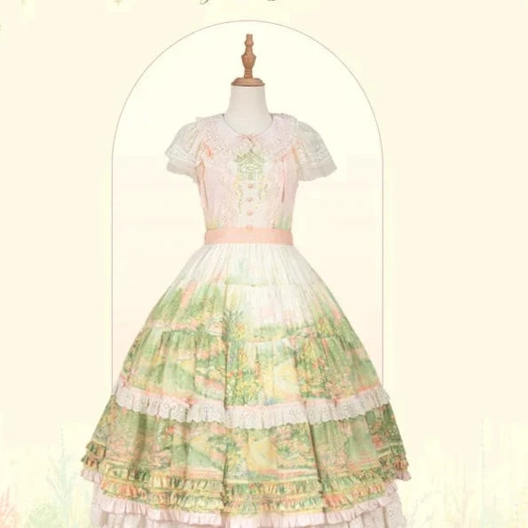 【再販・受注予約2/12まで】Fragrant Grass フレアスリーブティアードワンピース