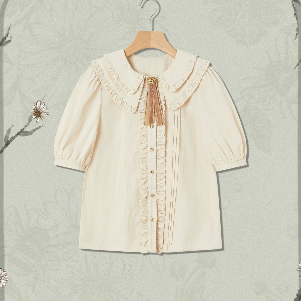 【受注予約10/8まで】Wild Daisies in the Garden 半袖ブラウス