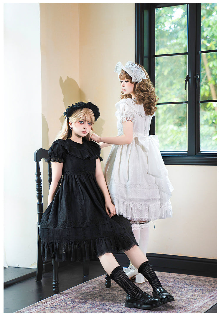 花刺繍入りコットンレースワンピース 単品＆セット