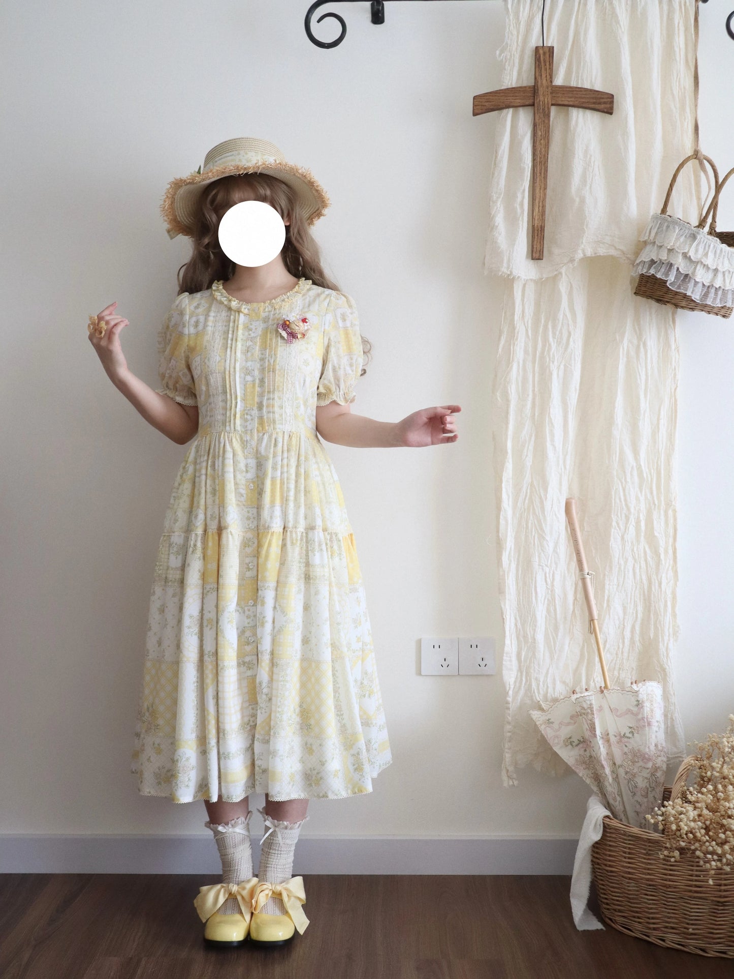 【受注予約7/14まで】Pathwork Garden カントリー風半袖ワンピース