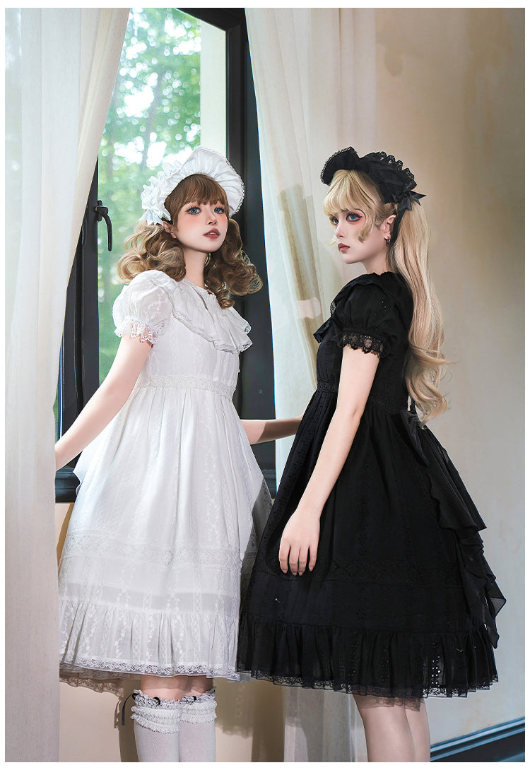 花刺繍入りコットンレースワンピース 単品＆セット