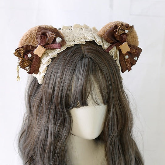 Bear ear ribbon headband