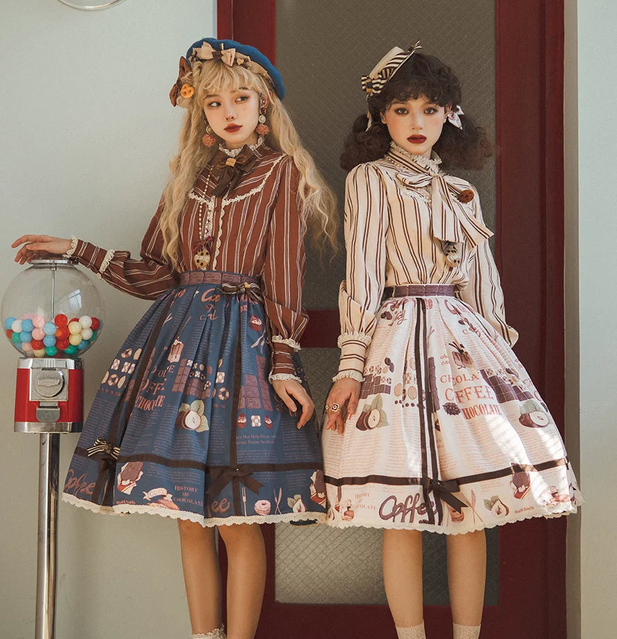 【予約販売】Coffee Break チョコレートプリントスカート