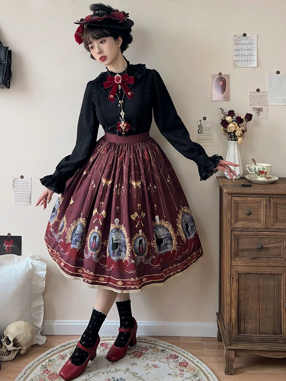 The Red Shoes Gothic Lolita Black Blouse