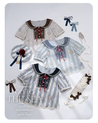【受注予約5/13まで】Go To the Sea セーラーカラー半袖トップス
