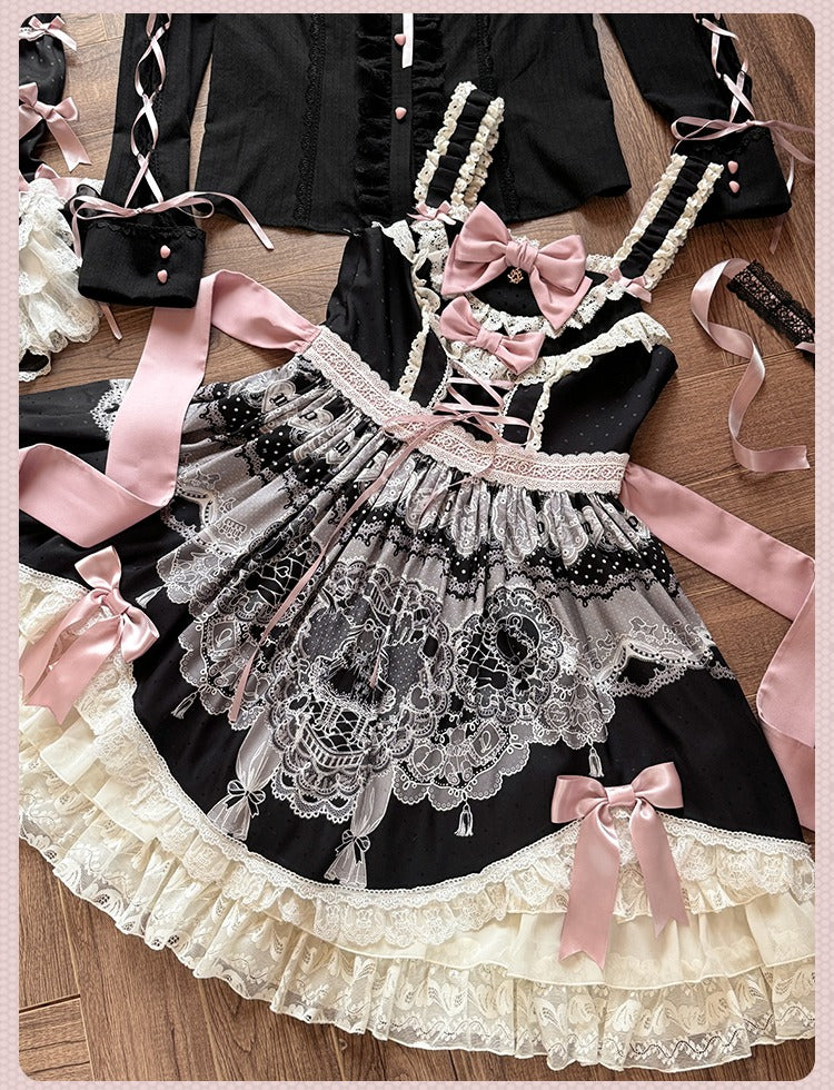 【再販・受注予約12/23まで】Lace Figure プリントジャンパースカート