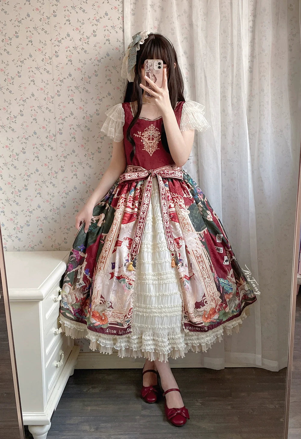 【受注予約4/8まで】Wanhua Mirror 西洋貴族風フレンチスリーブフリルドレス