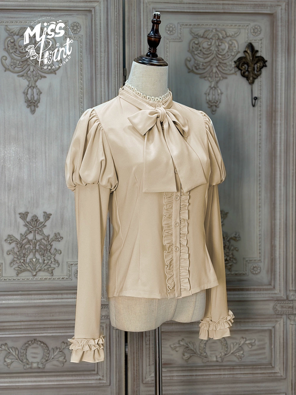【予約販売】Classic Chocolat Stripe リボンタイブラウス
