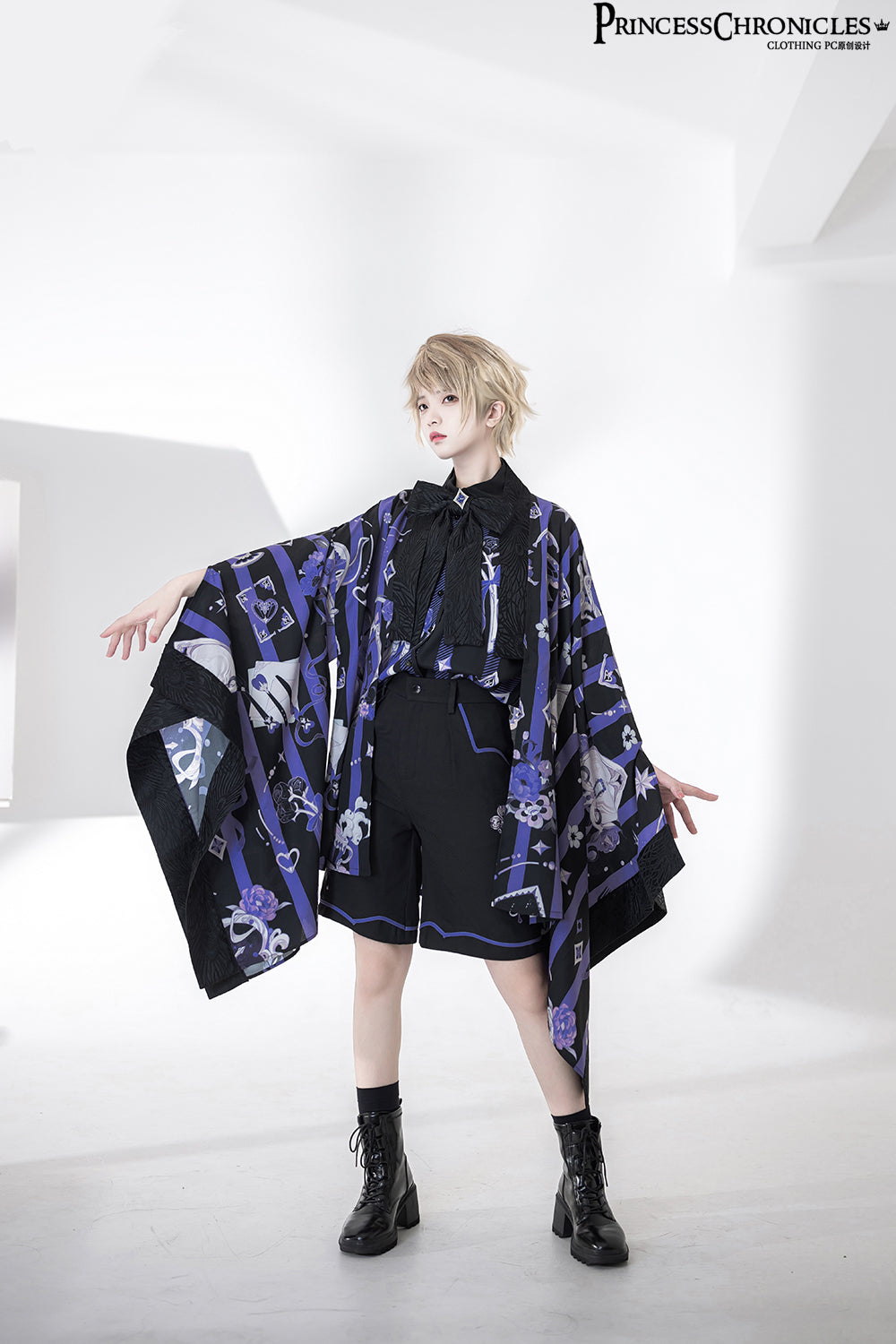[Pre-order] Prince style blue-purple retro print haori