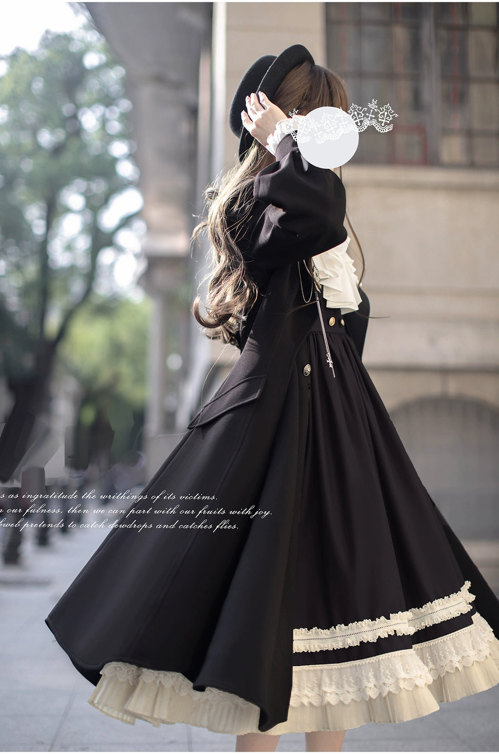 【予約販売】英国風ダブルブレストブラックコート